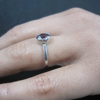 Simple Sterling Amethyst Ring Size 7