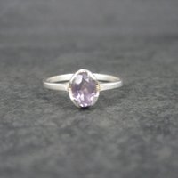 Simple Sterling Amethyst Ring Size 7