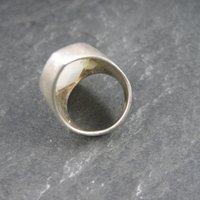 Vintage Brushed Sterling Milk Glass Ring Size 6