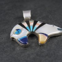 Sterling Inlay Spirit Bear Pendant