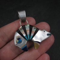 Sterling Inlay Spirit Bear Pendant