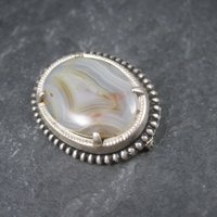 Vintage Sterling Agate Brooch LS Perterson Co