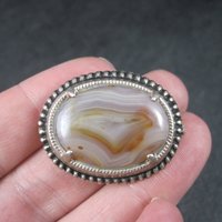 Vintage Sterling Agate Brooch LS Perterson Co