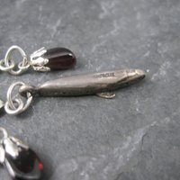 Vintage Sterling Garnet Canoe Brooch