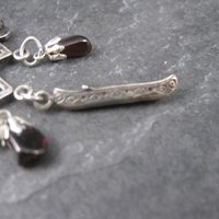 Vintage Sterling Garnet Canoe Brooch