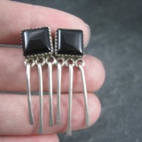Southwestern Sterling Onyx Earrings