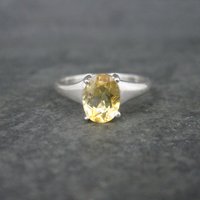 Vintage Sterling Citrine Solitaire Ring Size 8