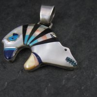 Sterling Inlay Spirit Bear Pendant