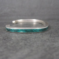 Vintage Sterling Green Enamel Cuff Bracelet 6.25 Inches