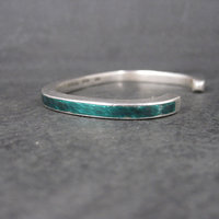 Vintage Sterling Green Enamel Cuff Bracelet 6.25 Inches