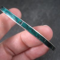 Vintage Sterling Green Enamel Cuff Bracelet 6.25 Inches