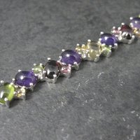 Vintage Sterling Gemstone Cabochon Bracelet 7.75 Inches