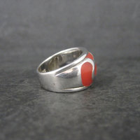 Vintage Sterling Red Enamel Ring Size 7.5