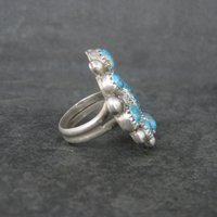 Southwestern Sterling Turquoise Cluster Ring Size 5