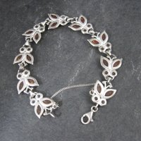 Estate Sterling Amber Butterfly Bracelet 7.5 Inches