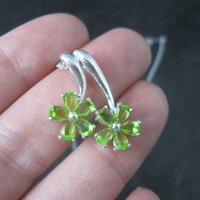 Estate Sterling Peridot Flower Pendant