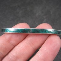 Vintage Sterling Green Enamel Cuff Bracelet 6.25 Inches