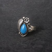 Vintage Sterling Turquoise Feather Ring Multiple Sizes Available