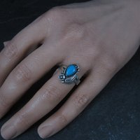 Vintage Sterling Turquoise Feather Ring Multiple Sizes Available