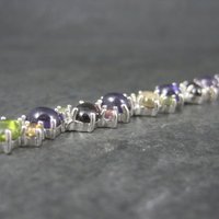 Vintage Sterling Gemstone Cabochon Bracelet 7.75 Inches