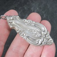 Ornate Sterling Silverware Flatware Rose Pendant