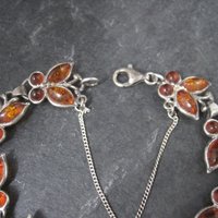 Estate Sterling Amber Butterfly Bracelet 7.5 Inches