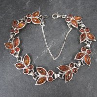 Estate Sterling Amber Butterfly Bracelet 7.5 Inches