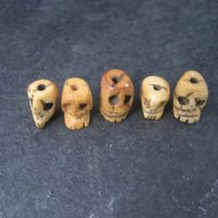 Lot of 10 Vintage Bone Rosary Skull Beads