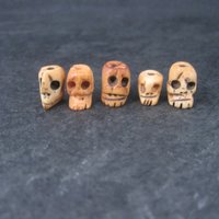 Lot of 10 Vintage Bone Rosary Skull Beads