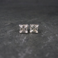 Sterling 6mm Princess Cz Stud Earrings