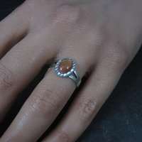 Southwestern Sterling Orange Moon Glow Ring Sizes 4 and 6