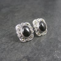 Vintage Sterling Black Marcasite Earrings