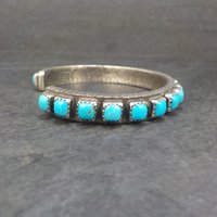 Heavy Native Sterling Turquoise Tufa Cast Cuff Bracelet 6.25 Inches