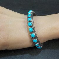 Heavy Native Sterling Turquoise Tufa Cast Cuff Bracelet 6.25 Inches