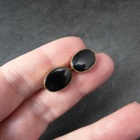 Vintage Gold Filled Onyx Screw Back Earrings Carl Art