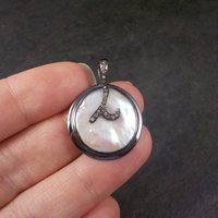 Vintage Sterling Diamond Baroque Mabe Pearl Pendant