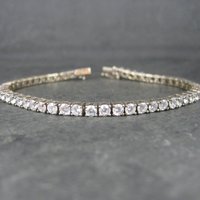 Vintage Sterling Cz Tennis Bracelet 7 Inches