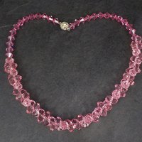 Pink Crystal Bead Necklace 18 Inches Magnetic Clasp