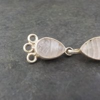 Sterling 3 Strand Carved Rose Quartz Hook Clasp