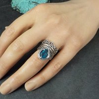 Ornate Vintage Sterling Topaz Ring Size 6