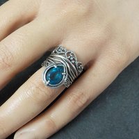 Ornate Vintage Sterling Topaz Ring Size 6