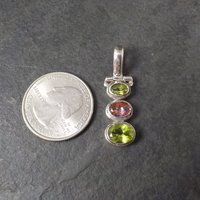 Vintage Sterling Peridot Mystic Topaz Pendant