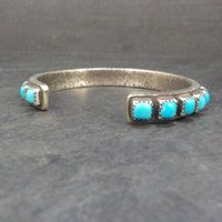 Heavy Native Sterling Turquoise Tufa Cast Cuff Bracelet 6.25 Inches