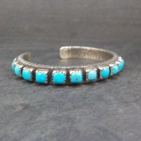 Heavy Native Sterling Turquoise Tufa Cast Cuff Bracelet 6.25 Inches