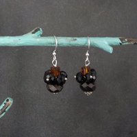 Black Orange Crystal Earrings