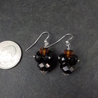 Black Orange Crystal Earrings