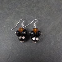 Black Orange Crystal Earrings