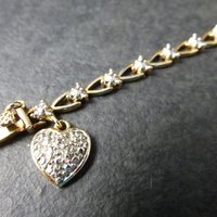 Vintage Vermeil Sterling Heart Bracelet 7.5 Inches