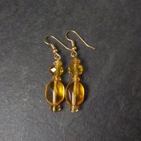 Long Yellow Crystal Earrings