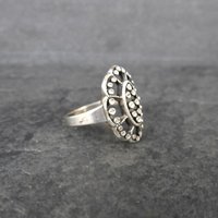 Unusual Vintage Sterling Diamond Cut Ring Size 6.5